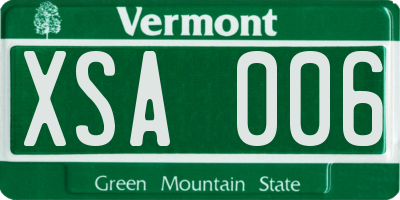 VT license plate XSA006