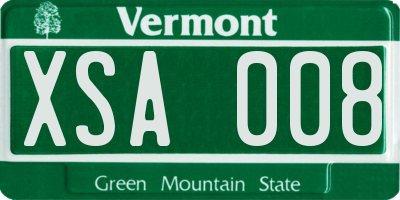 VT license plate XSA008