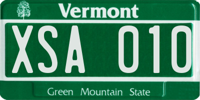 VT license plate XSA010