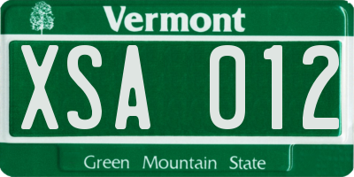 VT license plate XSA012