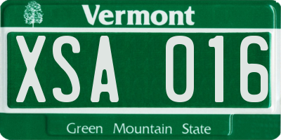 VT license plate XSA016