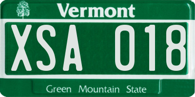 VT license plate XSA018