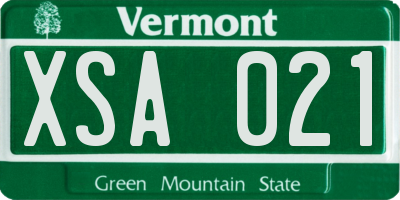 VT license plate XSA021