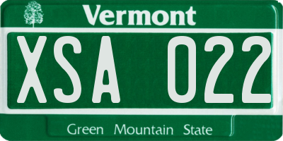 VT license plate XSA022