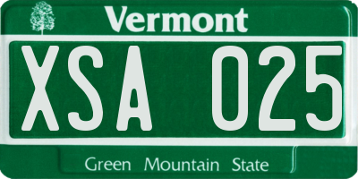 VT license plate XSA025