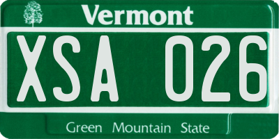 VT license plate XSA026