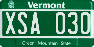 VT license plate XSA030