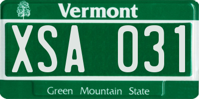 VT license plate XSA031