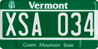 VT license plate XSA034