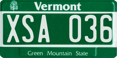 VT license plate XSA036