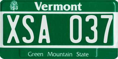 VT license plate XSA037
