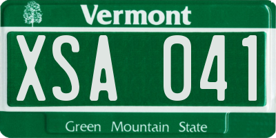 VT license plate XSA041