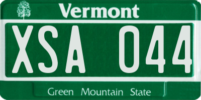VT license plate XSA044