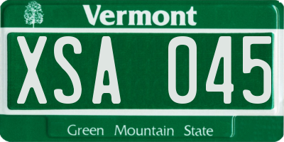 VT license plate XSA045