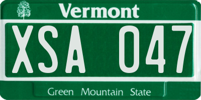 VT license plate XSA047