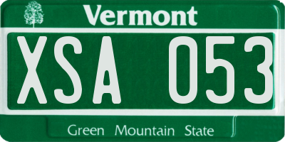 VT license plate XSA053