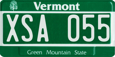VT license plate XSA055