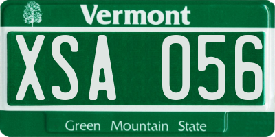 VT license plate XSA056