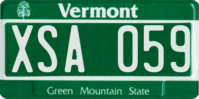 VT license plate XSA059