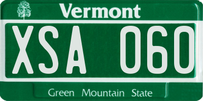 VT license plate XSA060