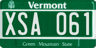 VT license plate XSA061
