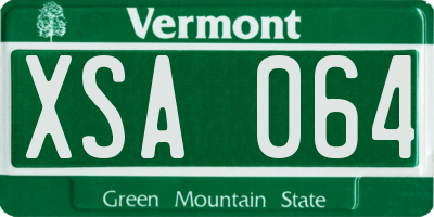 VT license plate XSA064