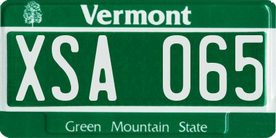 VT license plate XSA065
