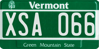 VT license plate XSA066