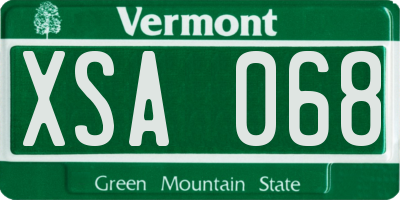 VT license plate XSA068