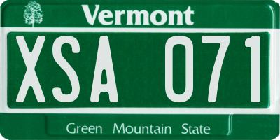 VT license plate XSA071