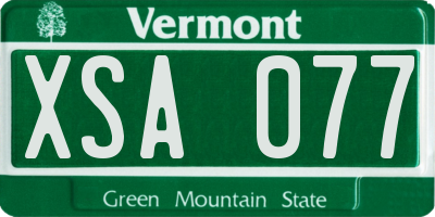 VT license plate XSA077