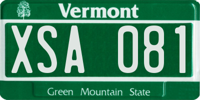 VT license plate XSA081