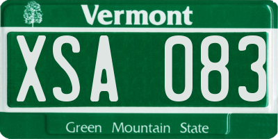 VT license plate XSA083