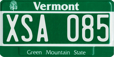 VT license plate XSA085