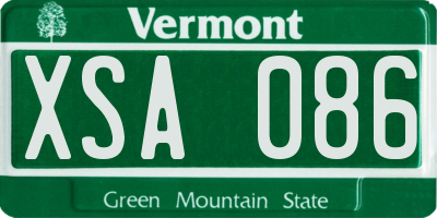 VT license plate XSA086