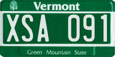 VT license plate XSA091