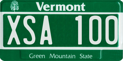 VT license plate XSA100