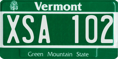 VT license plate XSA102