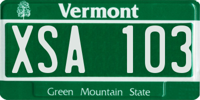 VT license plate XSA103