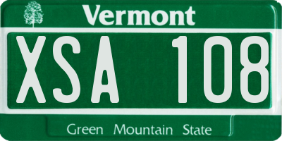VT license plate XSA108