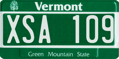 VT license plate XSA109