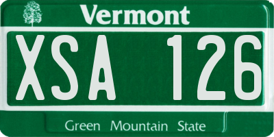 VT license plate XSA126