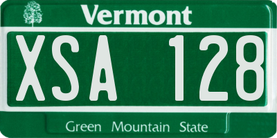 VT license plate XSA128