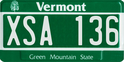 VT license plate XSA136