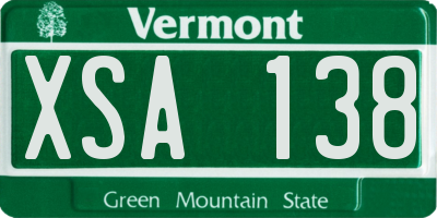 VT license plate XSA138