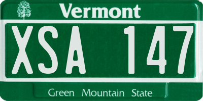 VT license plate XSA147