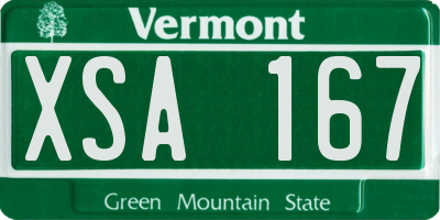 VT license plate XSA167