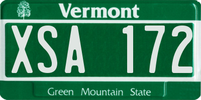 VT license plate XSA172