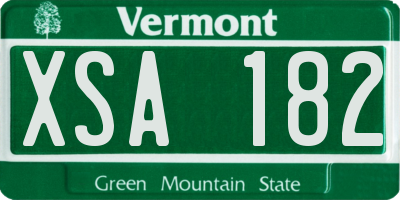 VT license plate XSA182