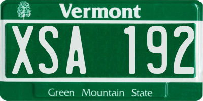VT license plate XSA192